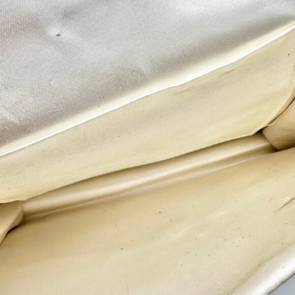 Vintage Ivory Silk Bead Sequin Front Flap Evening Bag Top Handle Strap Hong Kong - Picture 7 of 9